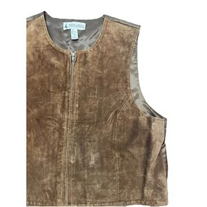 Marsh Landing Vintage Leather Vest Western 90s Full Zip Women's Large Motorcycle